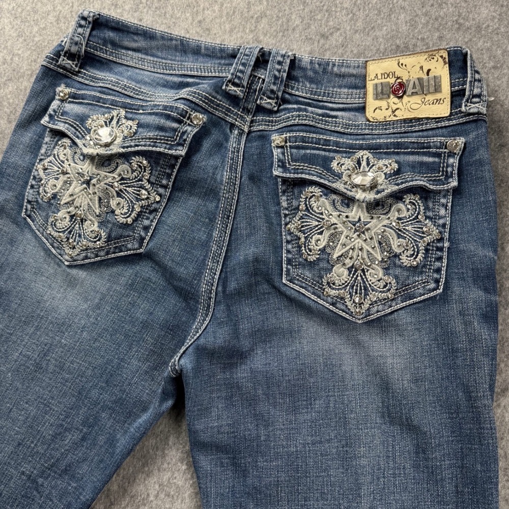 L.A. Idol USA Women's Jeans Size 13 (34x29) Boot Cut Flap Pocket Embellished